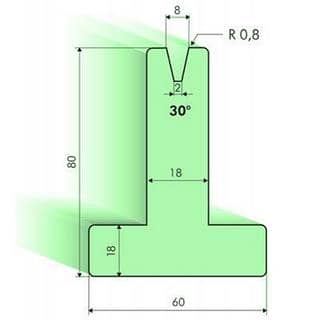 30° T-dies, H=80mm