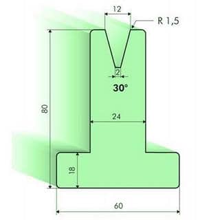 30° T-dies, H=80mm
