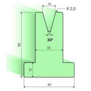 30° T-dies, H=80mm
