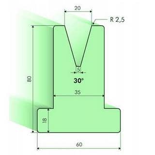 30° T-dies, H=80mm