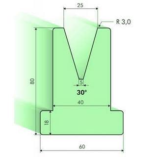 30° T-dies, H=80mm