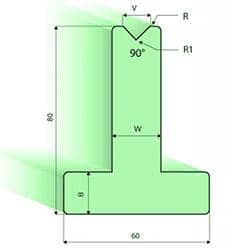 90° T-dies, H=80mm