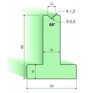88° T-dies, H=120mm