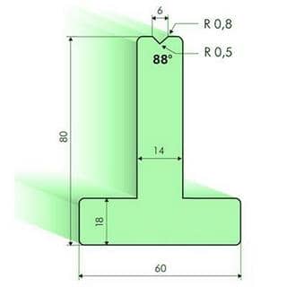 88° T-dies, H=80mm