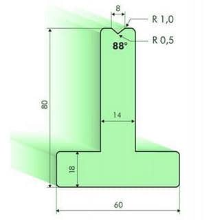 88° T-dies, H=80mm
