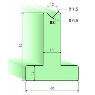 88° T-dies, H=80mm