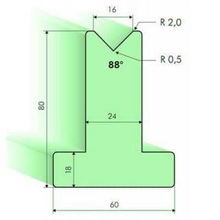 88° T-dies, H=80mm