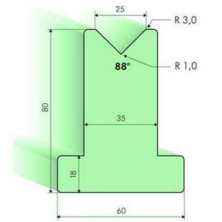 88° T-dies, H=80mm