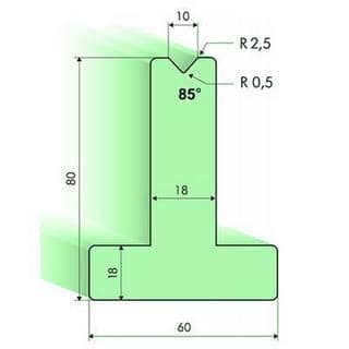85° T-dies, H=80mm