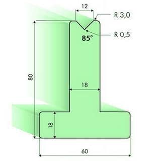85° T-dies, H=80mm