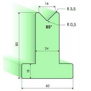 85° T-dies, H=80mm