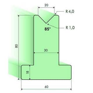 85° T-dies, H=80mm