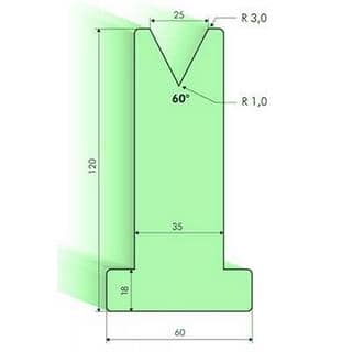 60° T-dies, H=120mm