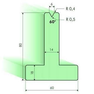 60° T-dies, H=80mm