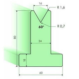 60° T-dies, H=80mm