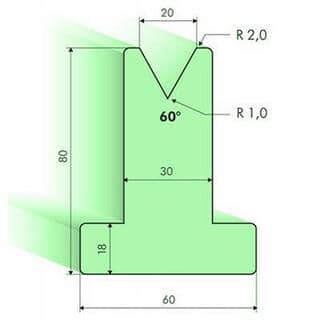 60° T-dies, H=80mm