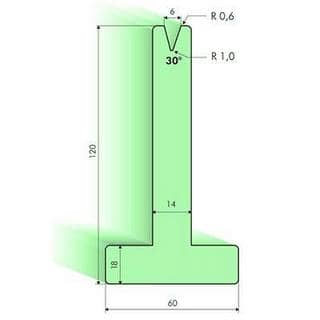 30° T-dies, H=120mm