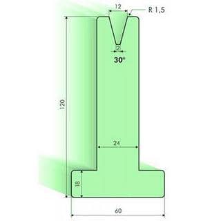 30° T-dies, H=120mm