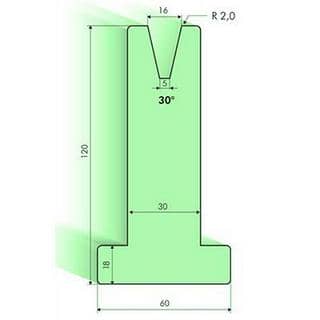30° T-dies, H=120mm