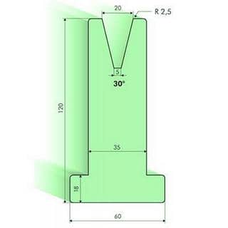 30° T-dies, H=120mm
