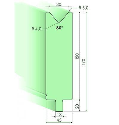 80° Dies, H=150mm
