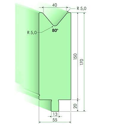 80° Dies, H=150mm