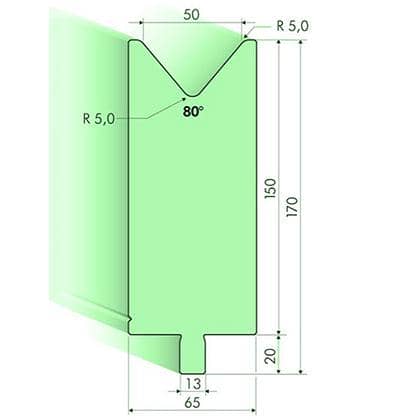 80° Dies, H=150mm