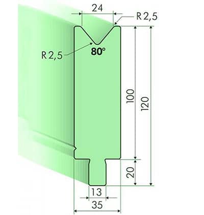 80° Dies, H=100mm