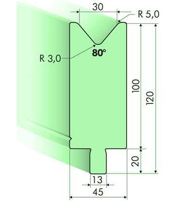 80° Dies, H=100mm