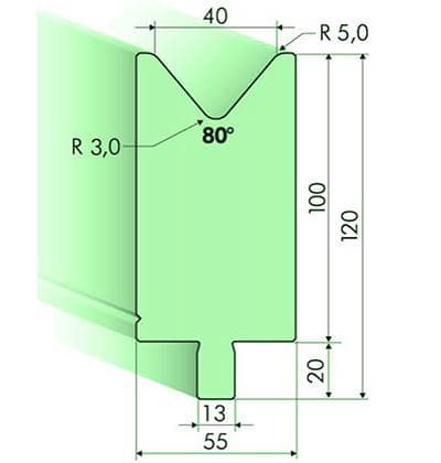 80° Dies, H=100mm