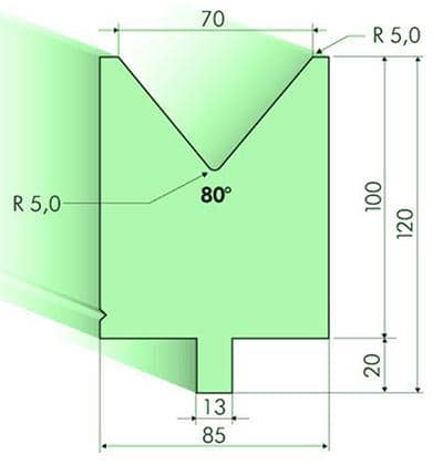 80° Dies, H=100mm