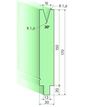 30° Dies, H=150mm