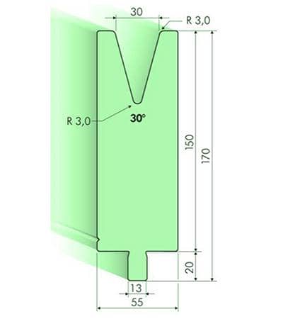 30° Dies, H=150mm
