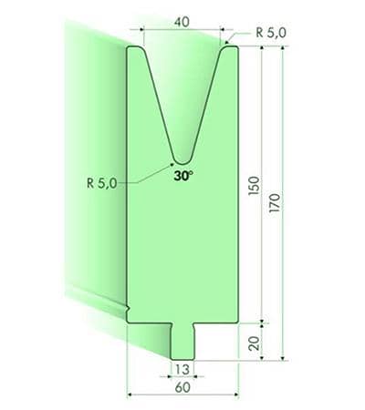 30° Dies, H=150mm