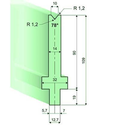 78° Dies, H=90mm