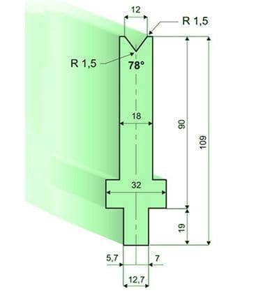 78° Dies, H=90mm