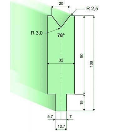 78° Dies, H=90mm