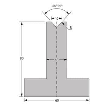 88/90° Dies, H=80mm