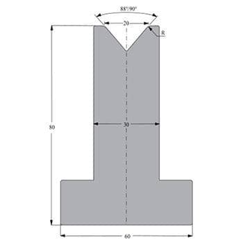 88/90° Dies, H=80mm