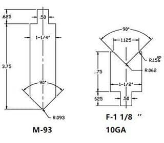90° Forming Punches and Die Sets