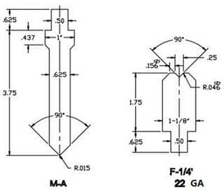 90° Forming Punches and Die Sets